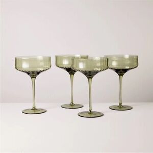 Hearth & Hand Set of 4 12oz Coupe Glasses Green